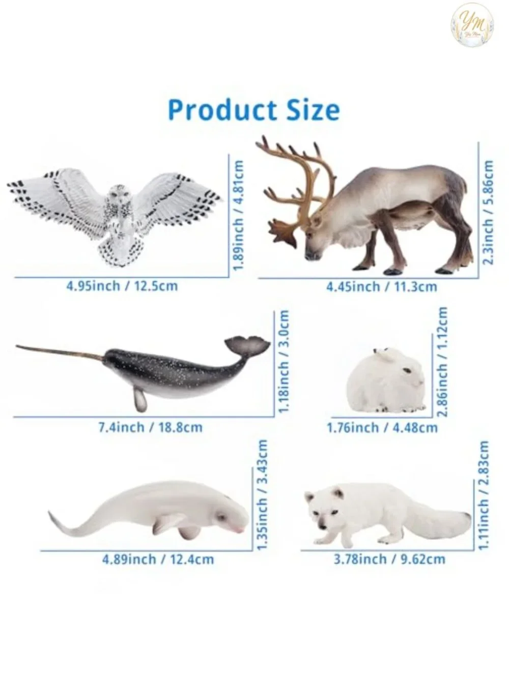 12PCS Large Polar Animals Figurines, Plastic Arctic Animal Toy Set for Kids,